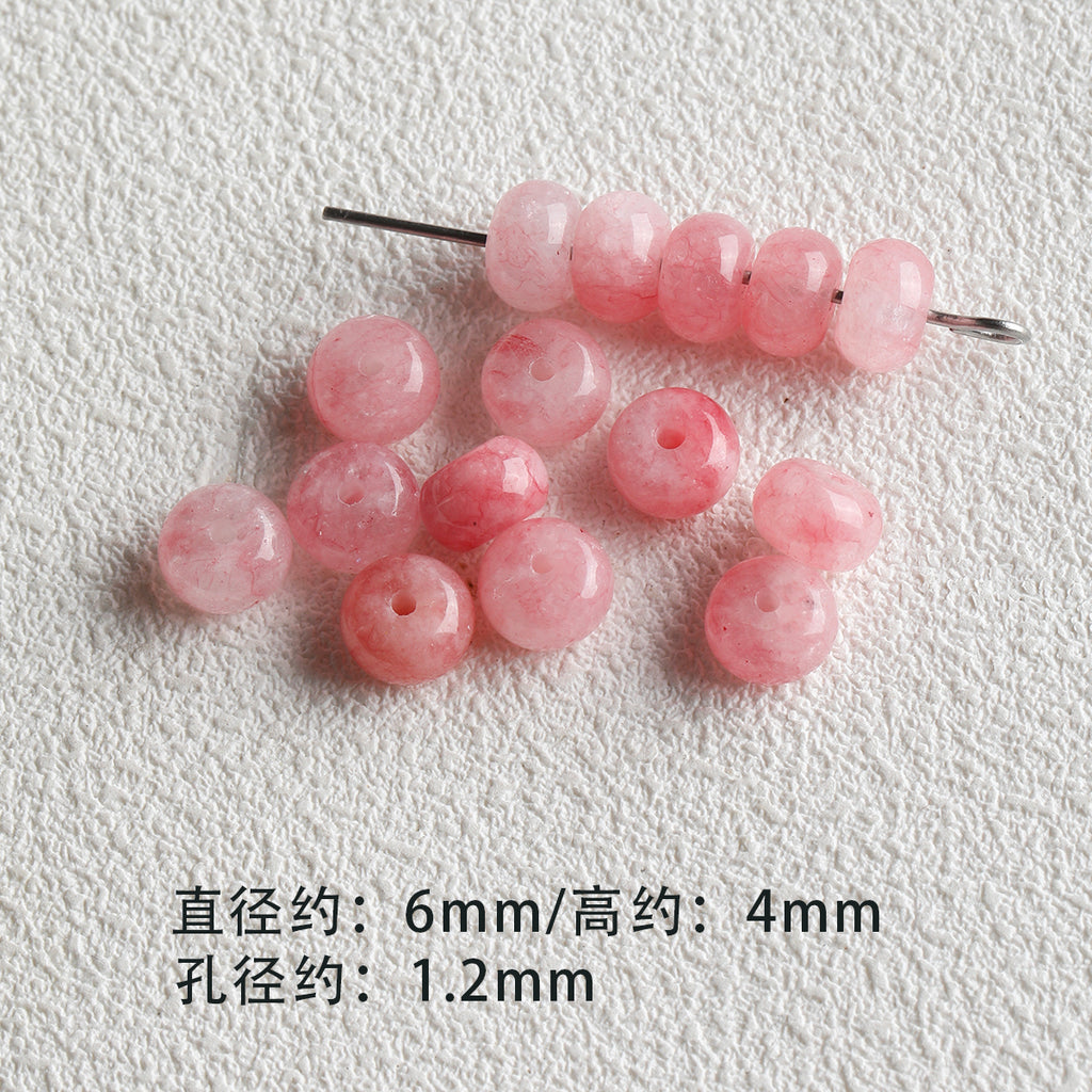 [Powder Gardenia] Natural Stone Powder Aobao Tube Bead Powder Crystal Abacus Bead Spacer Bracelet Necklace Beaded DIY Accessories Material