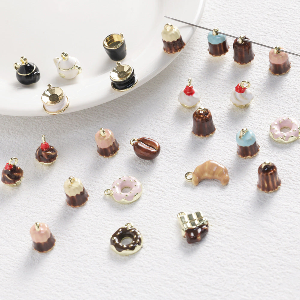 Luci Coffee Hornbag Alloy Oil Drop Pendant DIY Handmade Beaded Necklace Earrings Bracelet Pendant Material