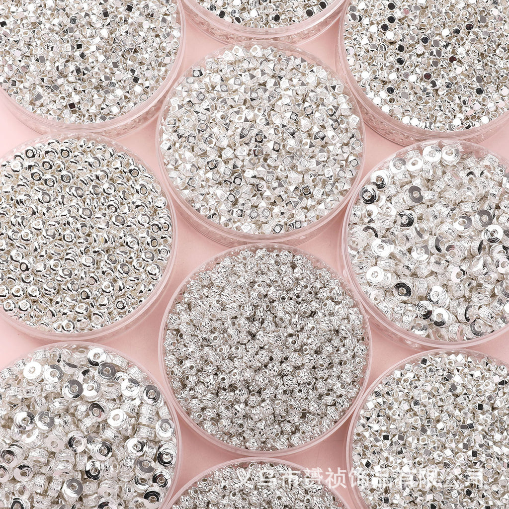 Broken Silver, a Few Pounds Thick Silver-Plated Loose Beads, Square Triangular Beads, DIY Handmade Beading Materials, Jewelry Bracelet Accessories