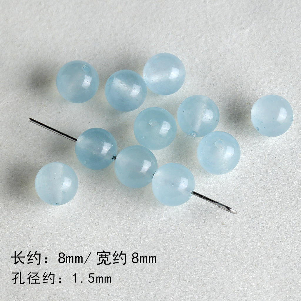 [blue ocean] natural stone aquamaric loose beads glazed starfish loose beads bracelet necklace diy accessories material