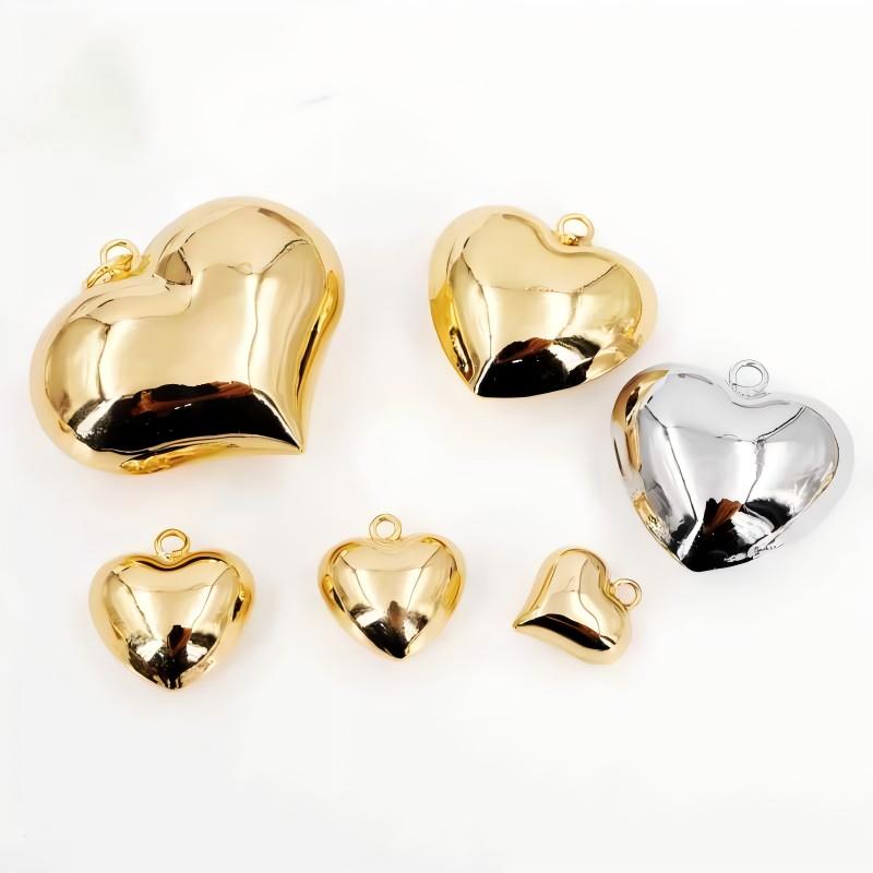 Bright Copper Plated Three-Dimensional Hollow Heart Gloss Love Pendant