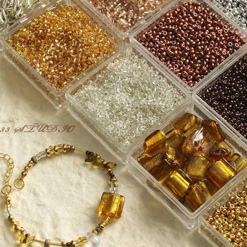 [Maillard] rice beads water drop beads glass gold plated foil square bracelet necklace mobile phone chain diy accessories