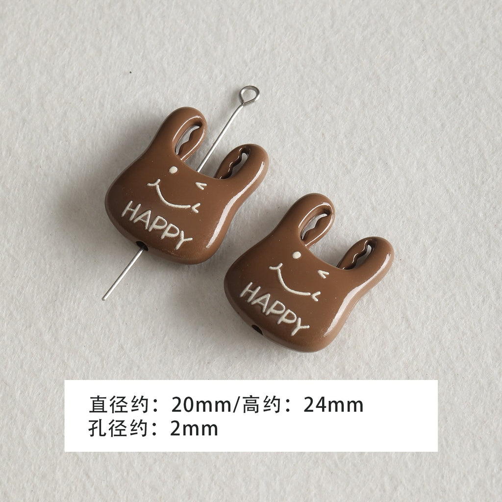 Baking paint curry color series square beads acrylic loose beads mobile phone chain key chain beads diy accessories material