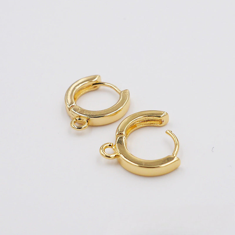 18K Gold Plated Copper Earrings Round Smooth Ear Hooks with Dangle Hoop for Women Wholesale