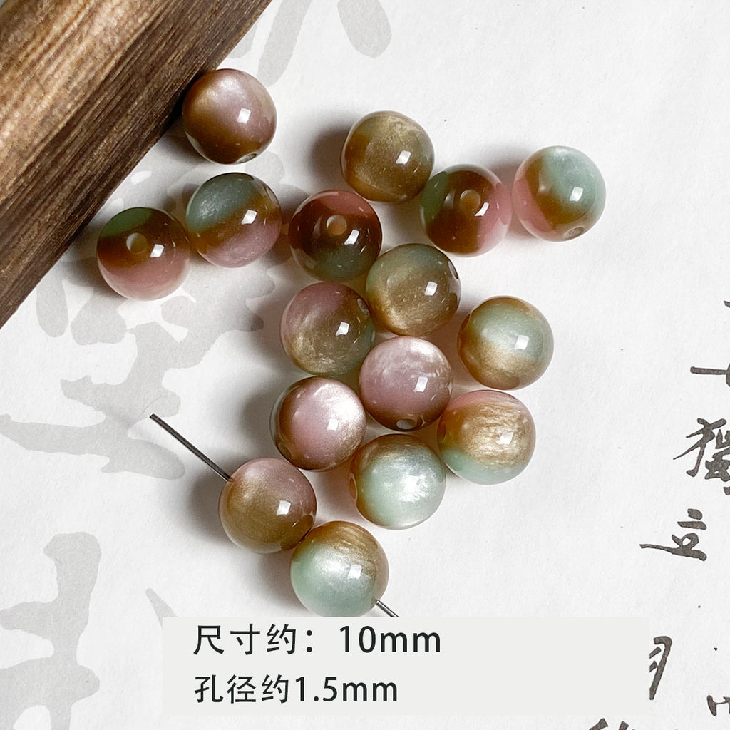 [Sunset] new Chinese retro imitation cat's eye stone round bead bracelet necklace beaded diy accessories material loose beads