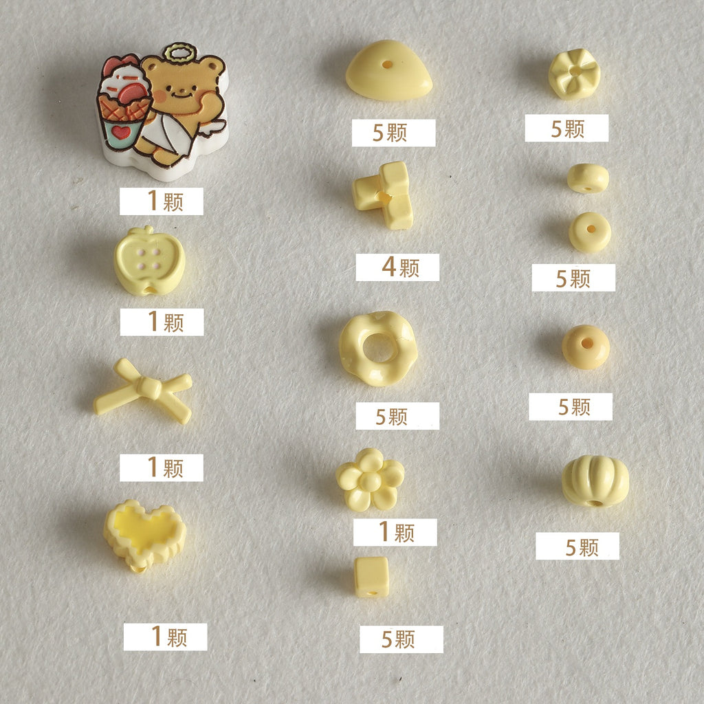 Baking paint curry color series square beads acrylic loose beads mobile phone chain key chain beads diy accessories material