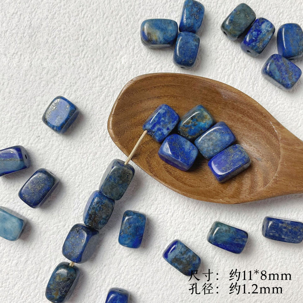 [Lanting Preface] Natural rectangular raw ore brand lapis lazuli beaded DIY handmade bracelet necklace accessories material