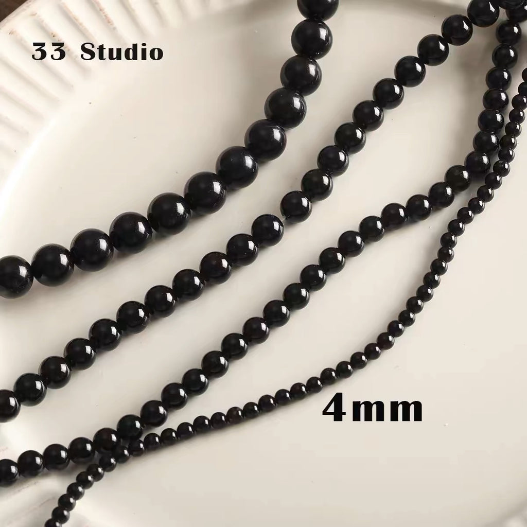 Niche natural stone tiger eye black agate abacus beads round beads bracelet necklace beaded diy accessories material loose beads