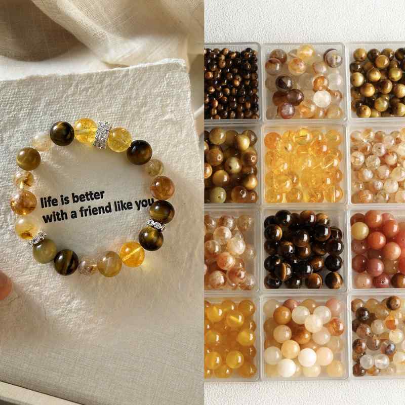 Natural Tiger Eye Stone Yellow Bead DIY Accessories Material