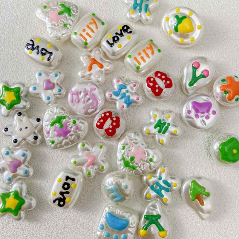 special-shaped ABS hand-painted imitation pearls loose beads love beaded diy accessories material bracelet necklace mobile phone chain beads 