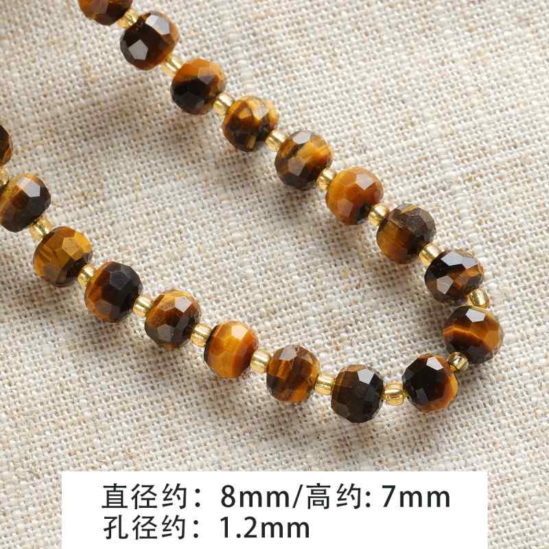 Tiger's eye natural stone spacer cut surface abacus beads round tube beadsbracelet necklace beaded diy accessories material