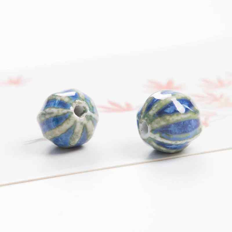 Jingdezhen Ceramic Jewelry Accessories High Temperature Kiln Change Scattered Beads Watermelon Beads Woven diy Material Student Female Homemade 