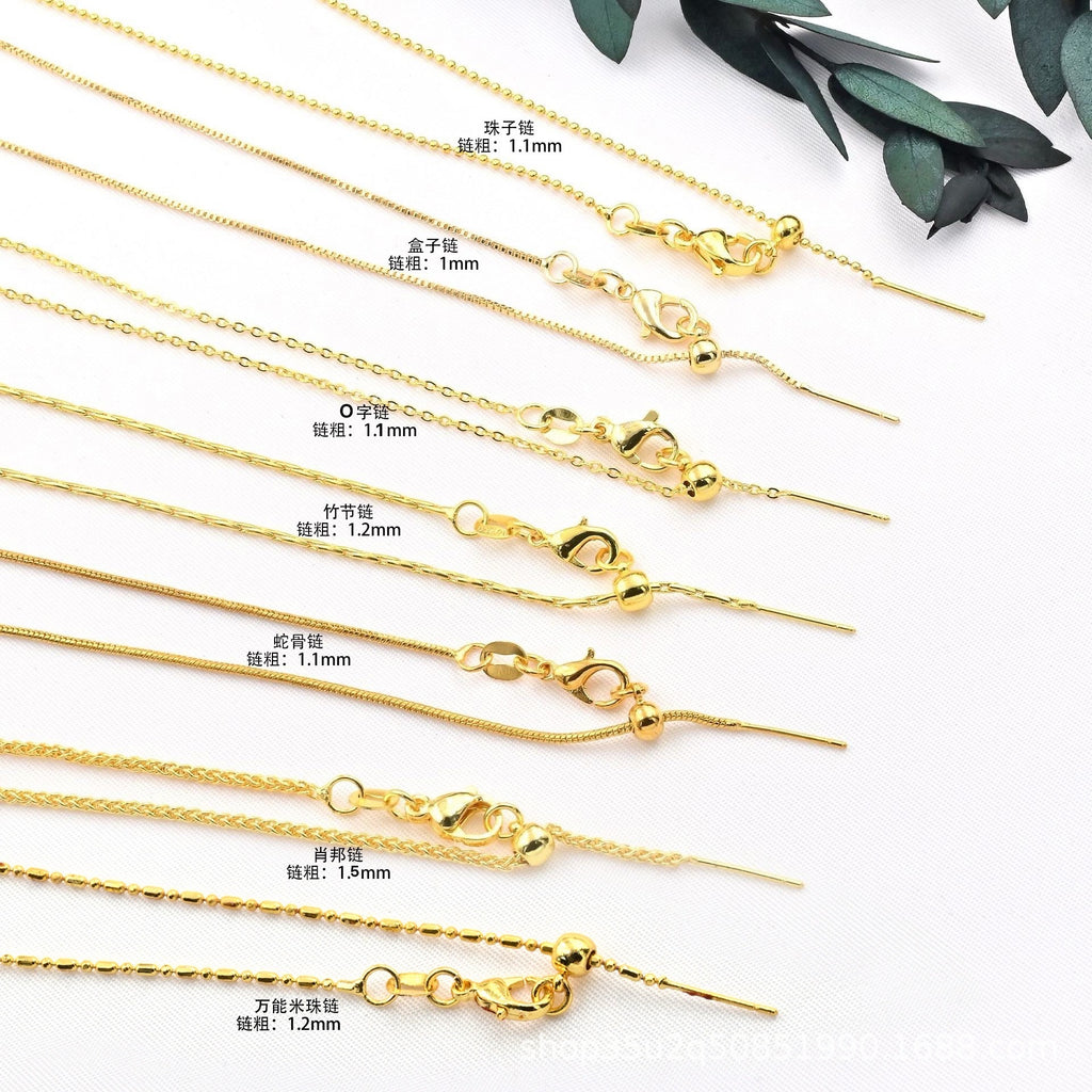 14k Gold Color Retention DIY Handmade Chain O-shaped Chain Universal Chain Adjustable Box Chain Color Retention Necklace Manufacturer Wholesale