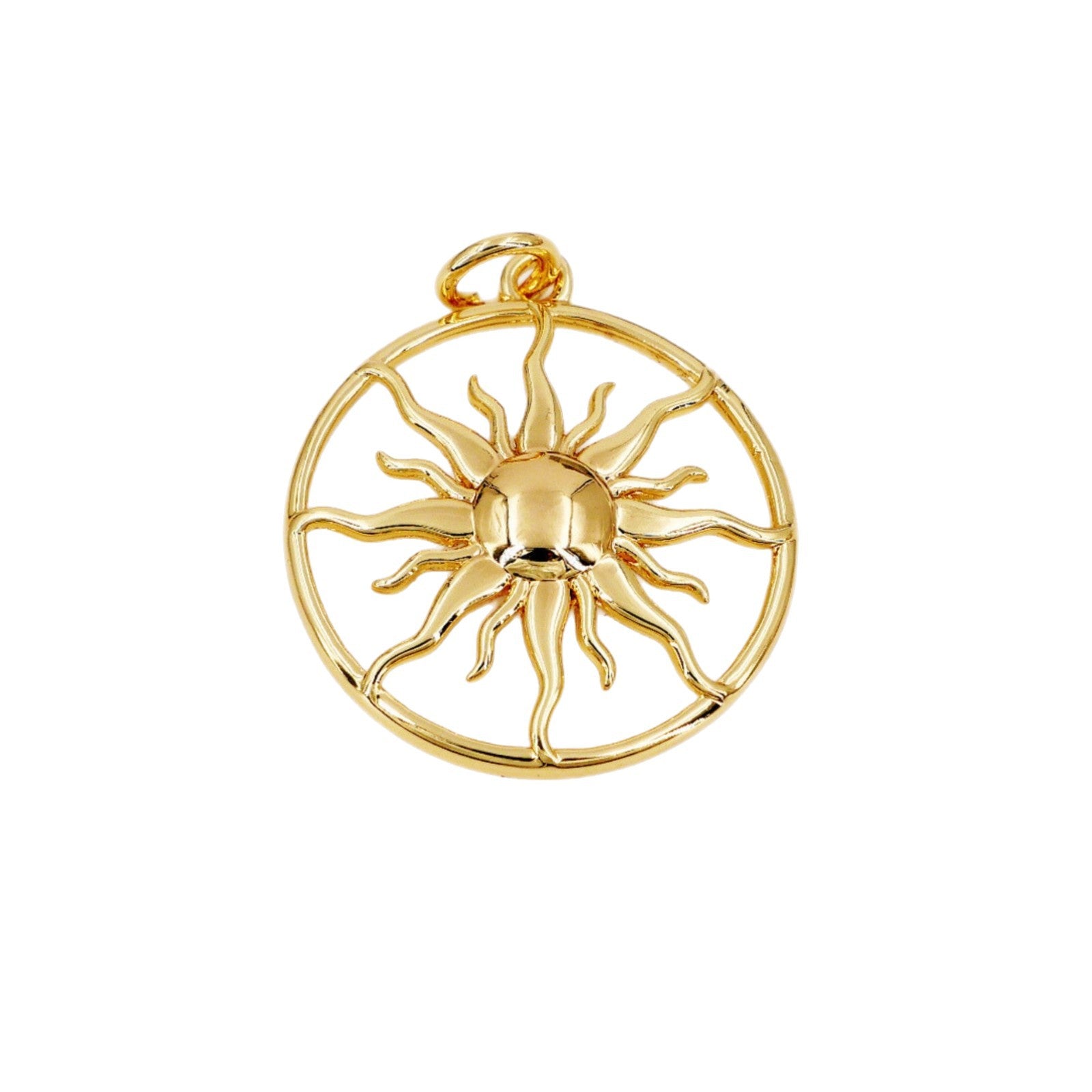 Multiluminous European and American Style Sunflower Pendant Sun and Moon Star Glossy Copper Plated 18K Real Gold Color-Preserving DIY Pendant Jewelry Accessories