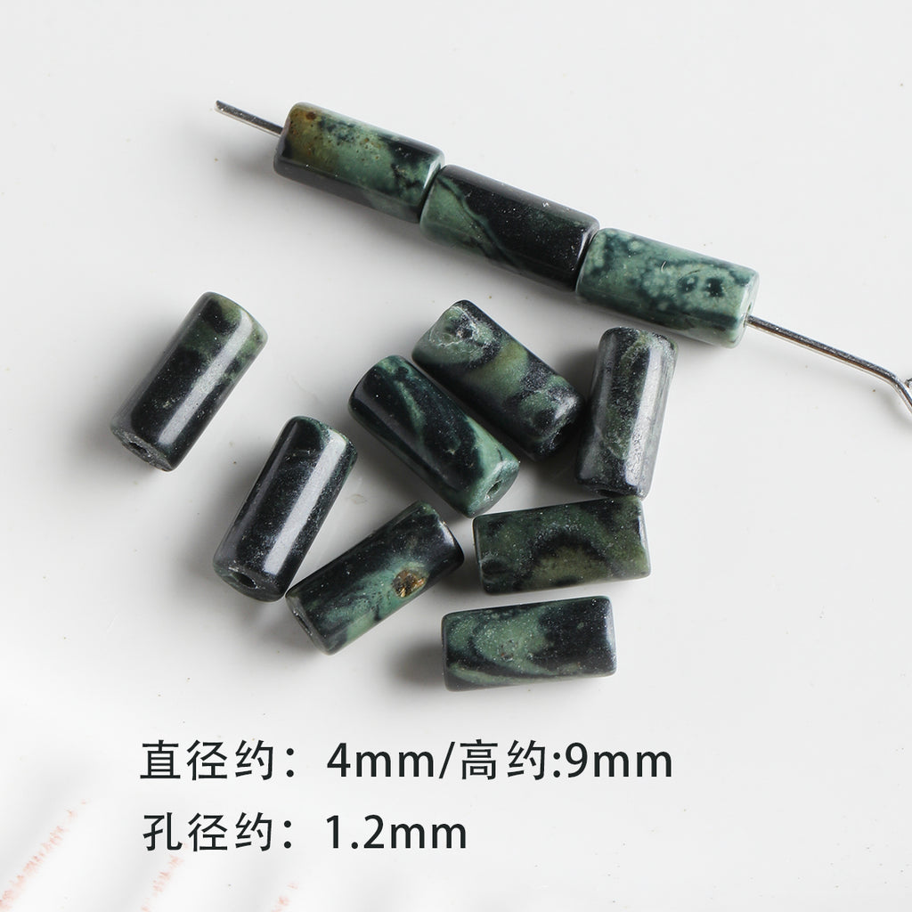 [Chunshan Green] Natural Stone Scattered Beads Green Dot Green Dongling Spacer Beaded Bracelet Necklace DIY Accessories Material