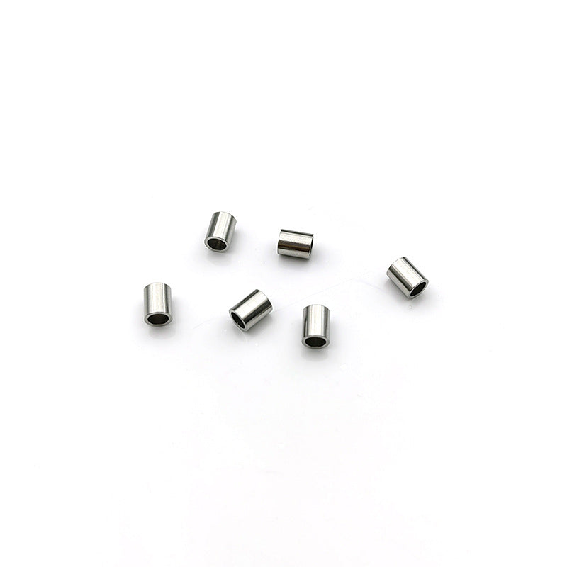 Stainless steel straight tube spacer bead cylindrical tube titanium steel straight tube bead leather rope beaded diy handmade accessories