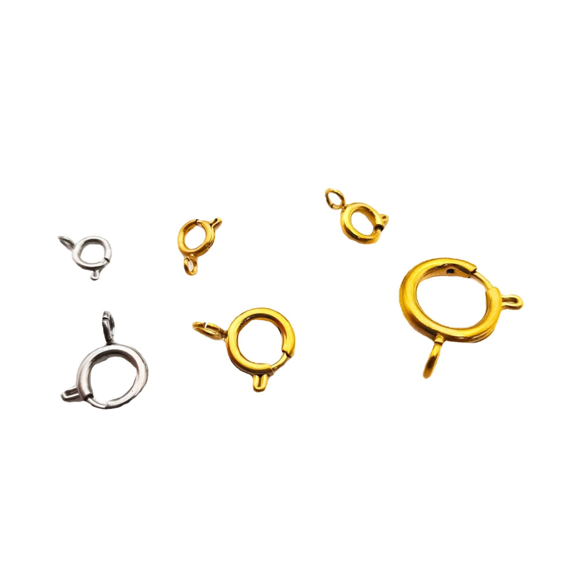 316L stainless steel slingshot buckle vacuum plating titanium steel spring buckle diy jewelry round buckle necklace bracelet accessories