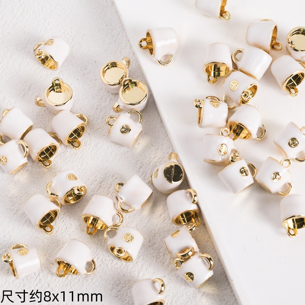 Luci Coffee Hornbag Alloy Oil Drop Pendant DIY Handmade Beaded Necklace Earrings Bracelet Pendant Material