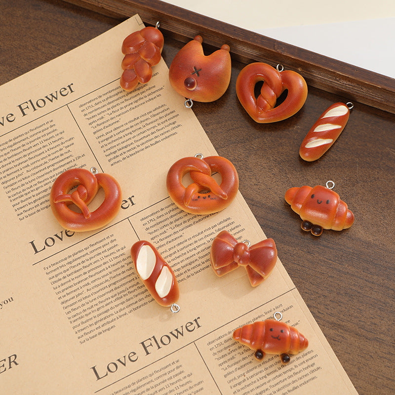 simulation food toy stick alkaline water bread resin DIY necklace mobile phone chain bag hanging decoration