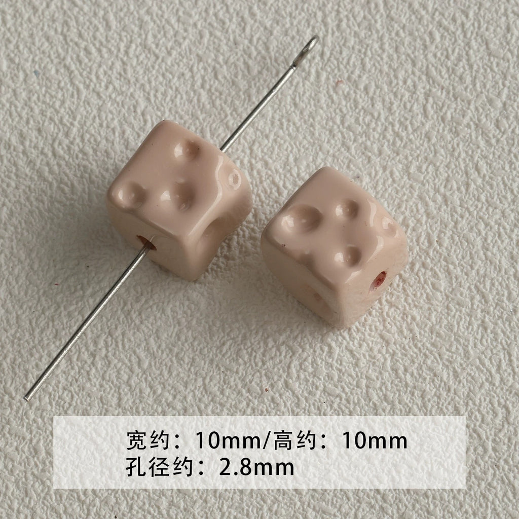 Baking paint curry color series square beads acrylic loose beads mobile phone chain key chain beads diy accessories material