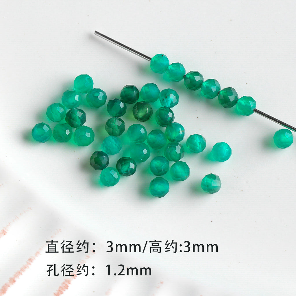 [Chunshan Green] Natural Stone Scattered Beads Green Dot Green Dongling Spacer Beaded Bracelet Necklace DIY Accessories Material