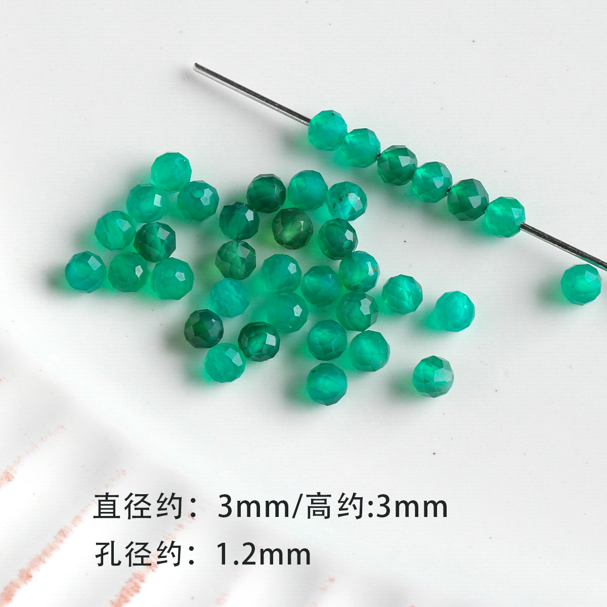 [Chunshan Green] Natural Stone Scattered Beads Green Dot Green Dongling Spacer Beaded Bracelet Necklace DIY Accessories Material