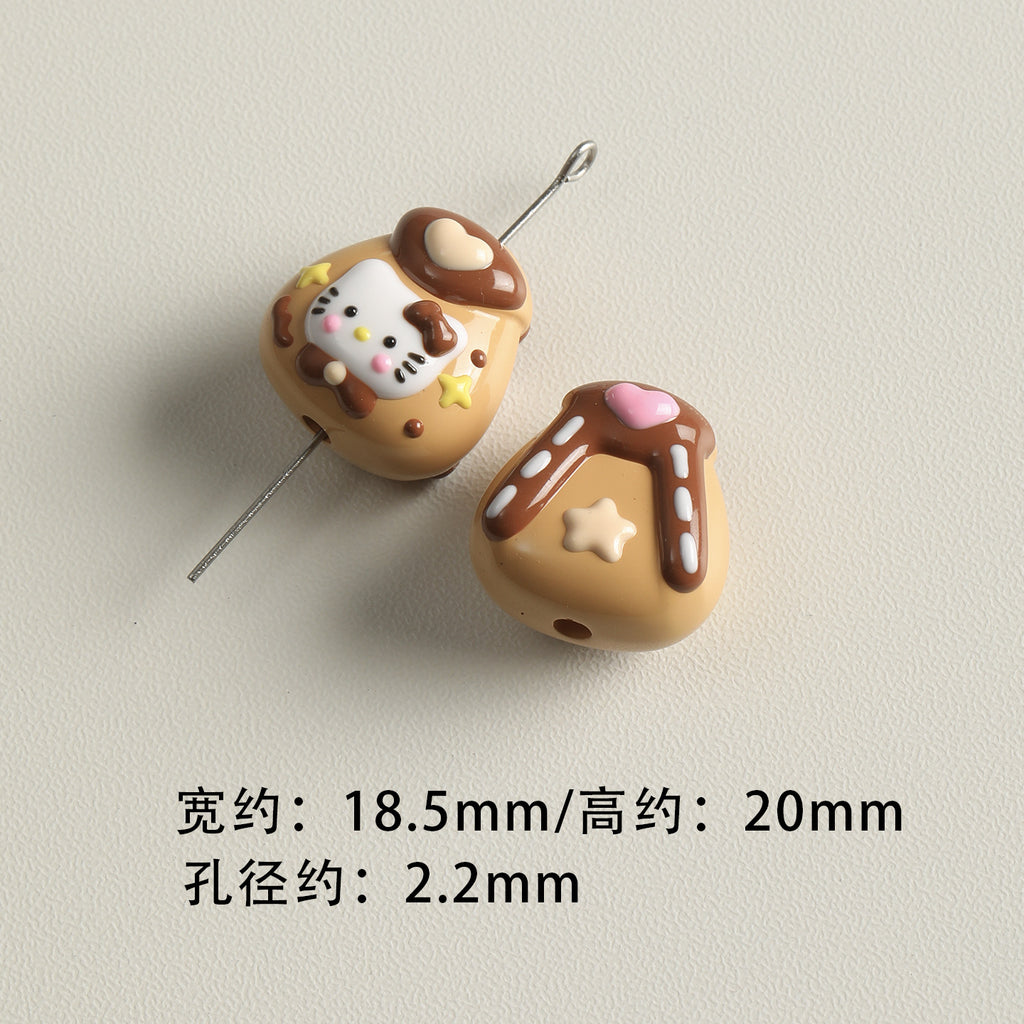 Baking paint curry color series square beads acrylic loose beads mobile phone chain key chain beads diy accessories material