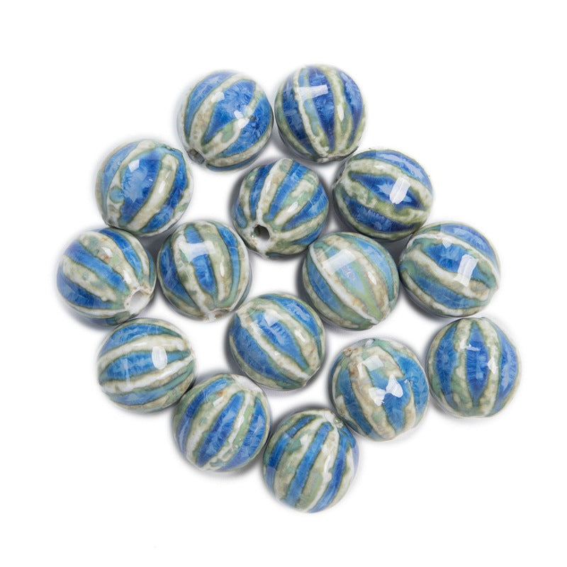 Jingdezhen Ceramic Jewelry Accessories High Temperature Kiln Change Scattered Beads Watermelon Beads Woven diy Material Student Female Homemade