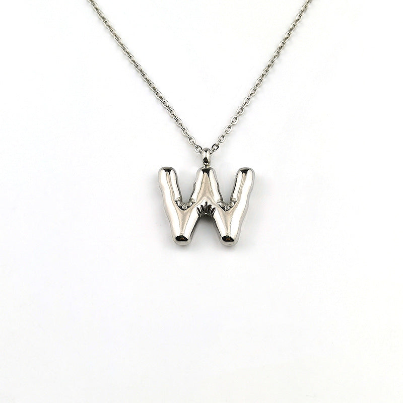 26 Letter Pendant Plated Gloss Bubble Letter Necklace Jewelry