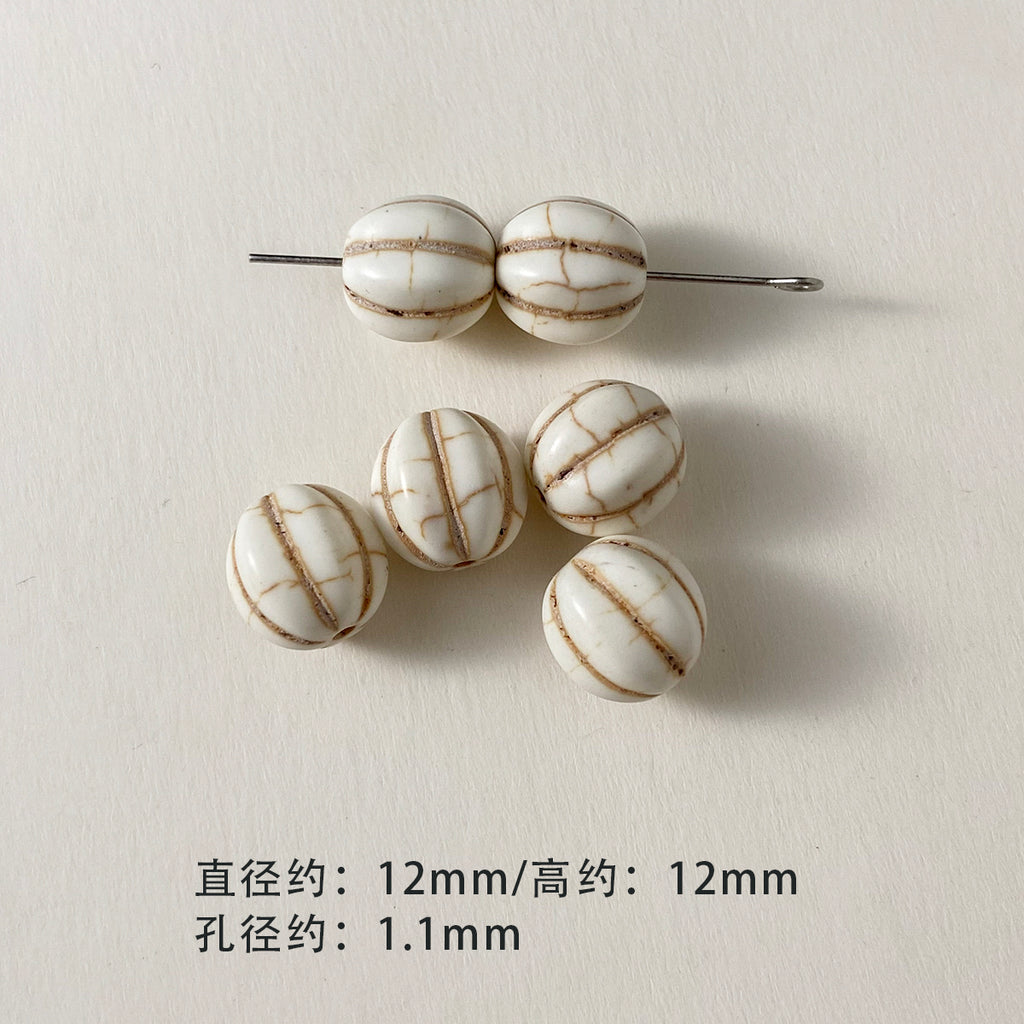 Large Synthetic White Turquoise Spacer Beads Round Beads Loose Beads Mobile Phone Chain Necklace Beaded Diy Accessories Material Beads
