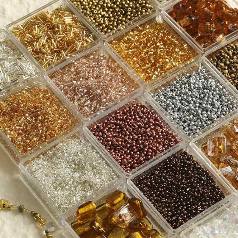 [Maillard] rice beads water drop beads glass gold plated foil square bracelet necklace mobile phone chain diy accessories