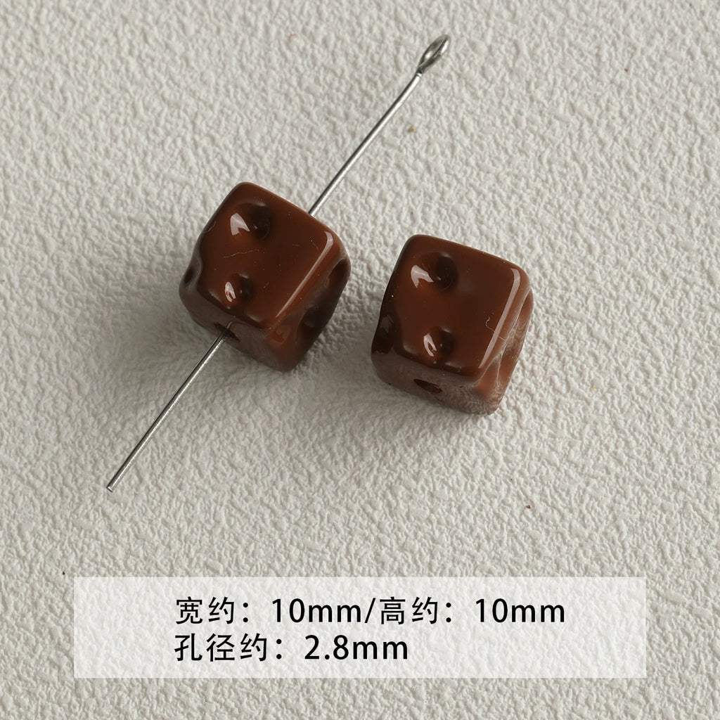 Baking paint curry color series square beads acrylic loose beads mobile phone chain key chain beads diy accessories material