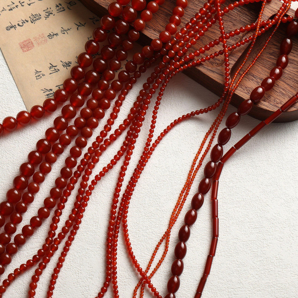 [Acacia beans] changxiangsi same style 7A grade natural red agate diy bracelet necklace earrings accessories