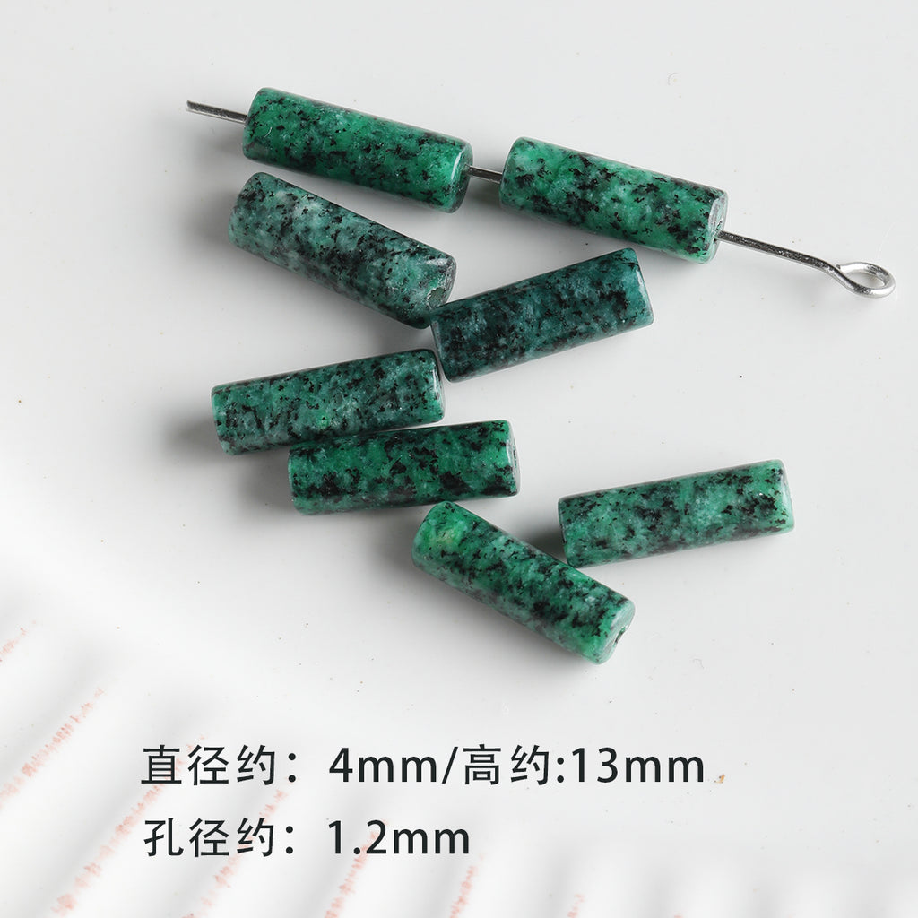 [Chunshan Green] Natural Stone Scattered Beads Green Dot Green Dongling Spacer Beaded Bracelet Necklace DIY Accessories Material
