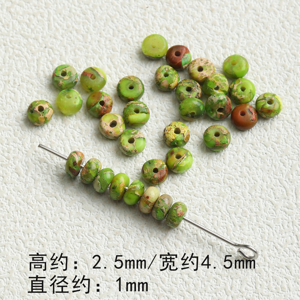 [green floating] natural imperial pine spacer round tube loose beads diy accessories material bracelet necklace mobile phone chain beads