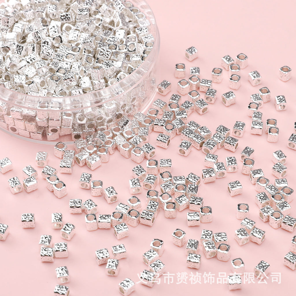 Broken Silver, a Few Pounds Thick Silver-Plated Loose Beads, Square Triangular Beads, DIY Handmade Beading Materials, Jewelry Bracelet Accessories