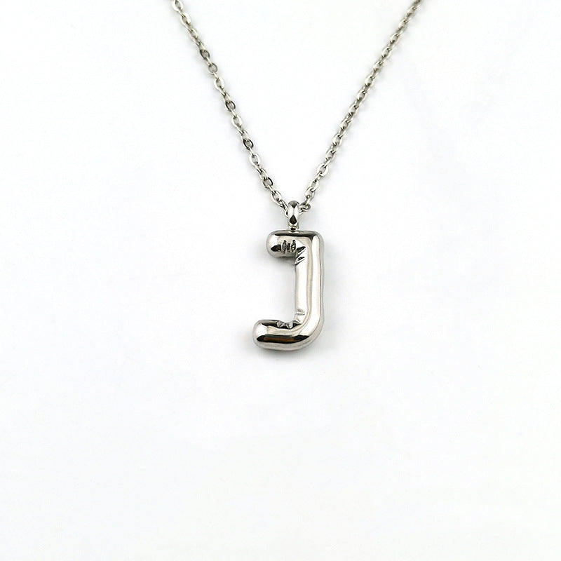 European and American ins Hot Sale 26 Letter Pendant Necklace Women's 18K Gold Plated Gloss Bubble Letter Necklace Jewelry