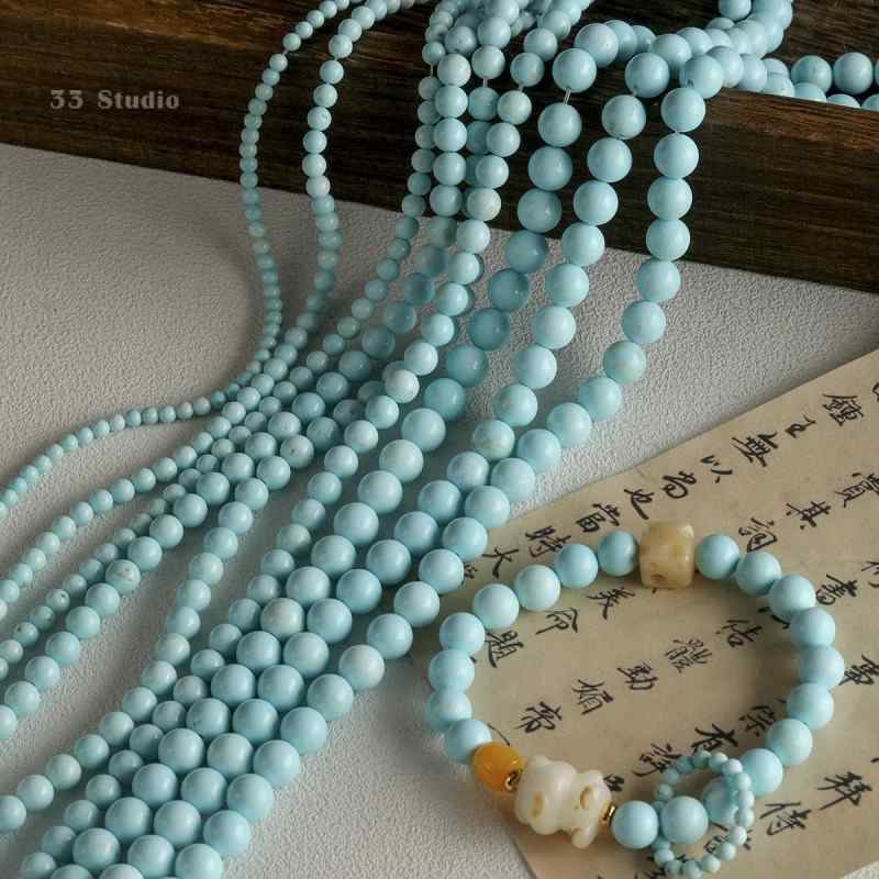 Porcelain Blue Turquoise Round Beads Braided DIY Accessories Material