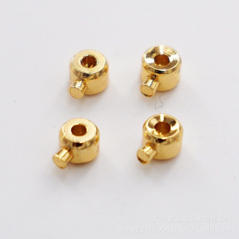 Color-preserving 18k gold plated necklace pearl chain positioning bead positioning buckle finishing fishing line pressure cooker clip