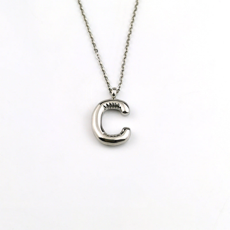 European and American ins Hot Sale 26 Letter Pendant Necklace Women's 18K Gold Plated Gloss Bubble Letter Necklace Jewelry