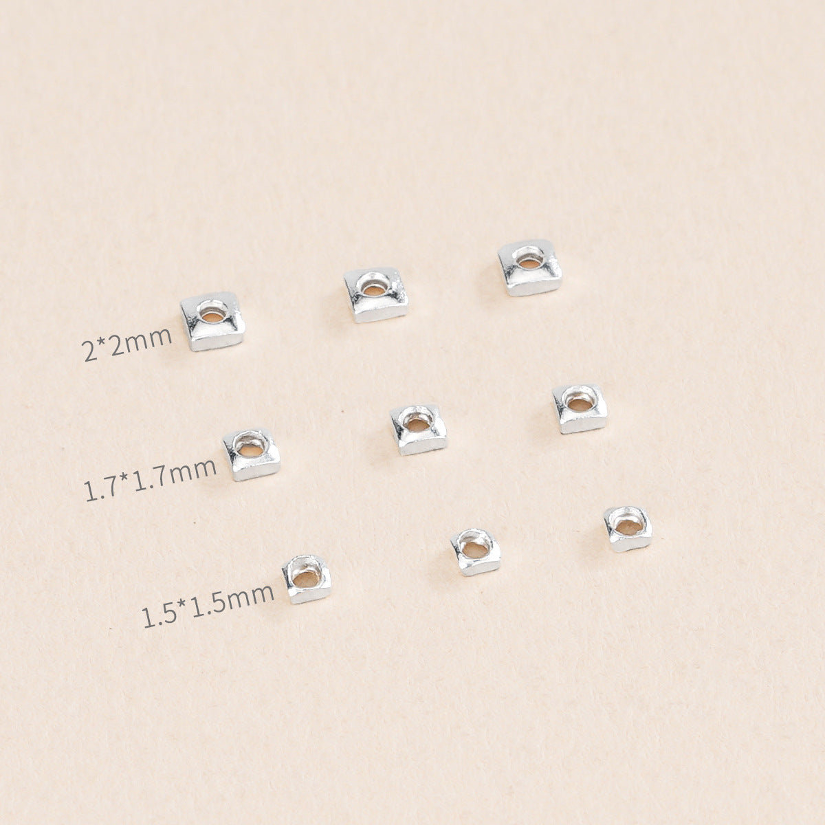 Silver Love S925 Sterling Silver Broken Silver Loose Silver Mini Square Beads DIY Handmade Bracelet Necklace Jewelry Accessories