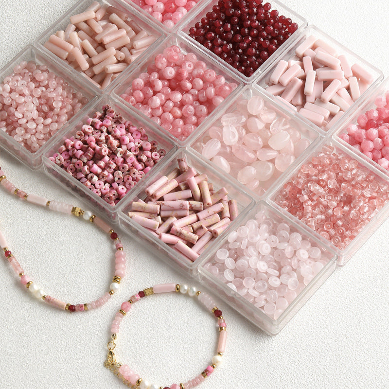 [Powder Gardenia] Natural Stone Powder Aobao Tube Bead Powder Crystal Abacus Bead Spacer Bracelet Necklace Beaded DIY Accessories Material