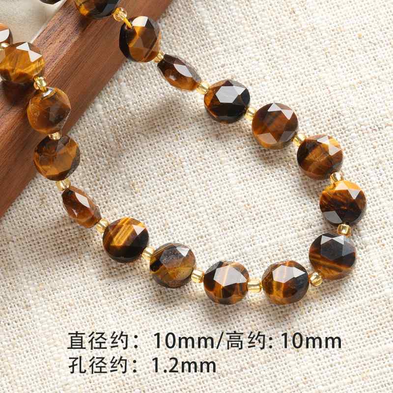 Tiger's eye natural stone spacer cut surface abacus beads round tube beadsbracelet necklace beaded diy accessories material