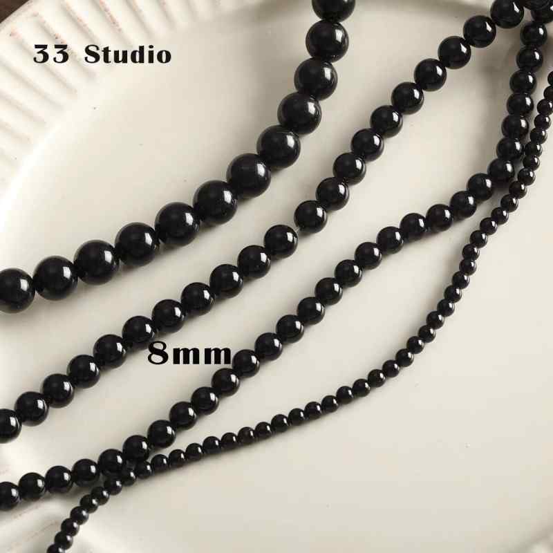[Smoke ink] natural black agate stone beads bamboo square beads beaded loose beads  beaded necklace bracelet diy accessories beads