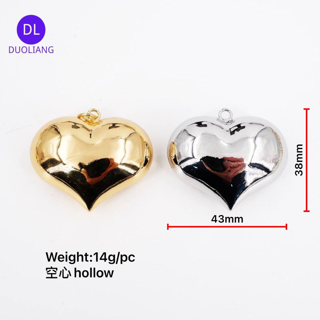 Bright Copper Plated Three-Dimensional Hollow Heart Gloss Love Pendant