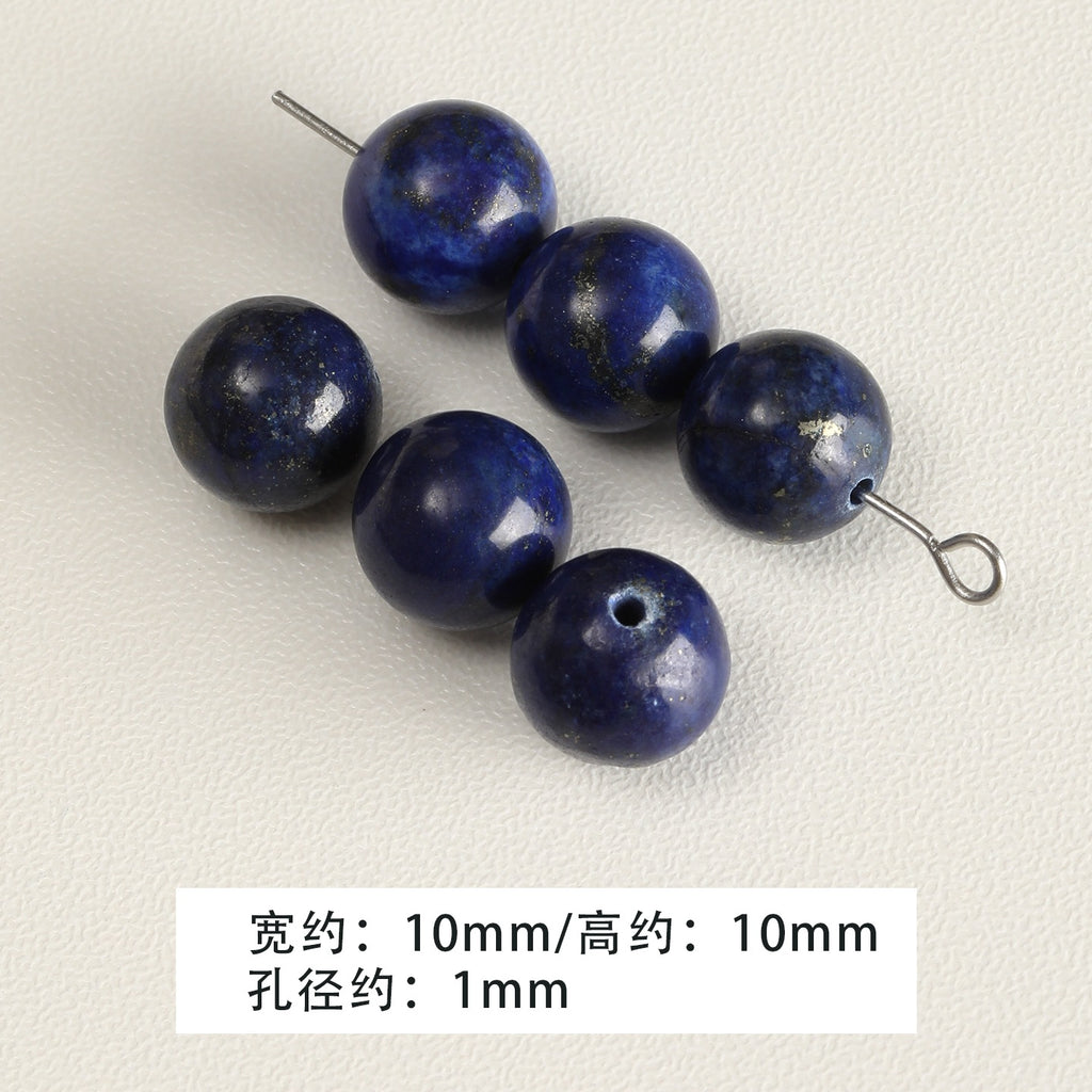 Natural lapis lazuli round beads square tube beads woven bead bracelet necklace scattered beads handmade DIY accessory material beads