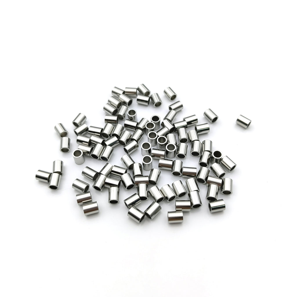 Stainless steel straight tube spacer bead cylindrical tube titanium steel straight tube bead leather rope beaded diy handmade accessories