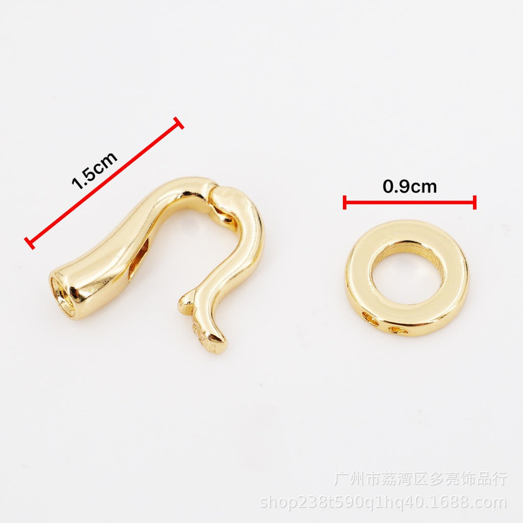Color Hook-shaped Ring Pearl Buckle Universal Coil Buckle 18K Real Gold Electroplated DIY Bracelet Necklace Accessories