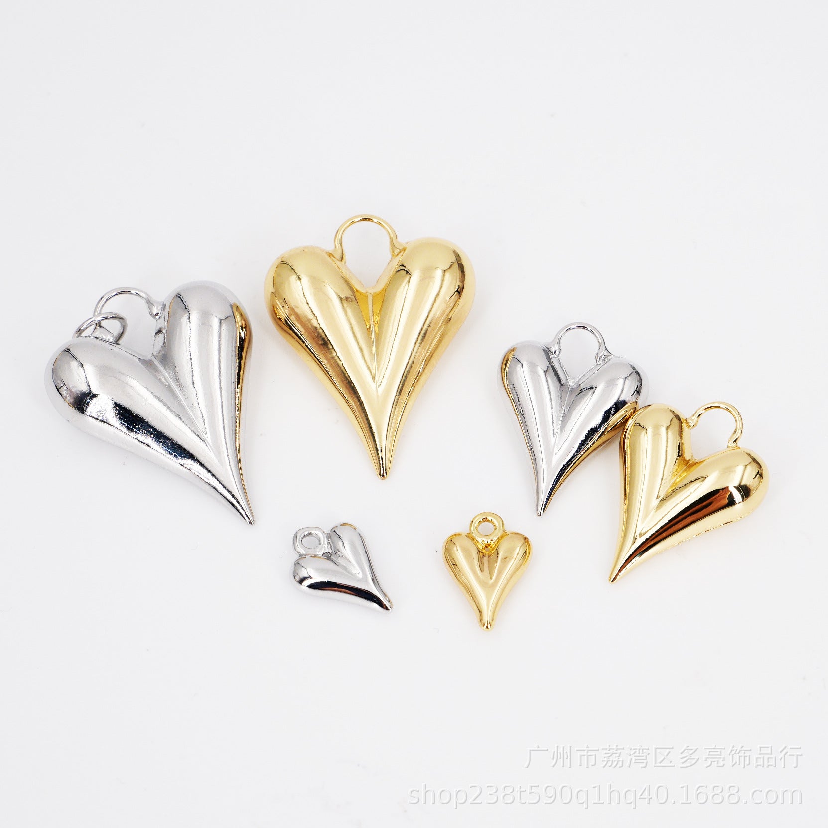 Copper plated 18K real gold color preserving heart heart heart pendant diy necklace bracelet pearl chain jewelry accessories wholesale