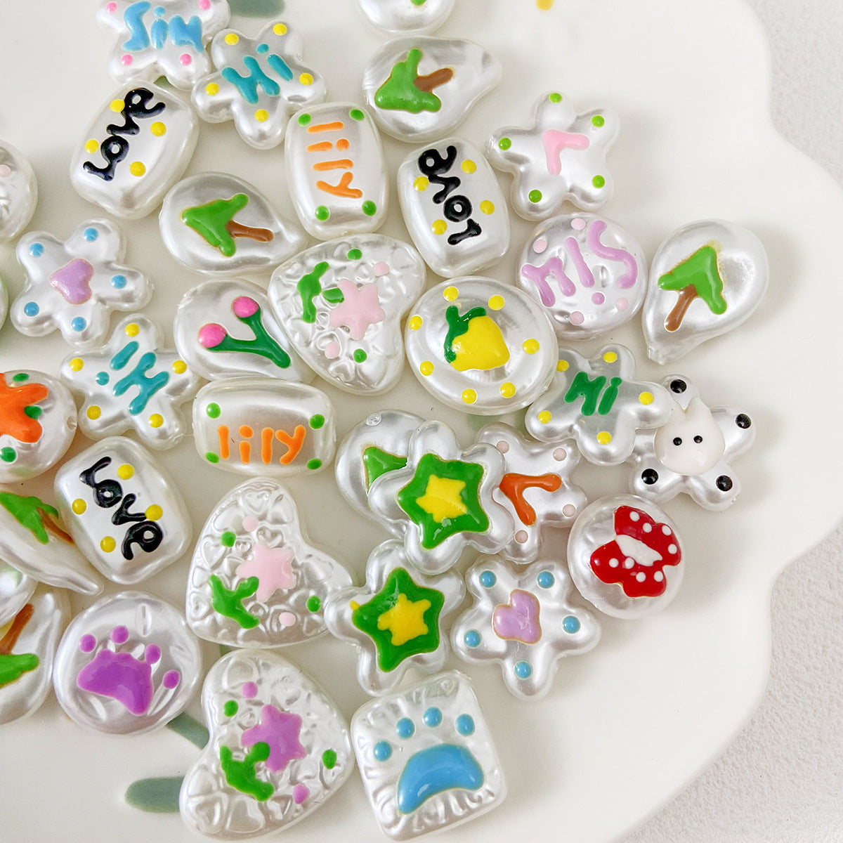 special-shaped ABS hand-painted imitation pearls loose beads love beaded diy accessories material bracelet necklace mobile phone chain beads